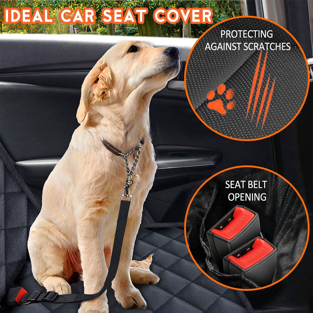 Premium Waterproof Dog Car Seat Cover - Non-Slip Back Seat Protector for Pets, Compatible with Most Cars, Trucks, and SUVs - Black