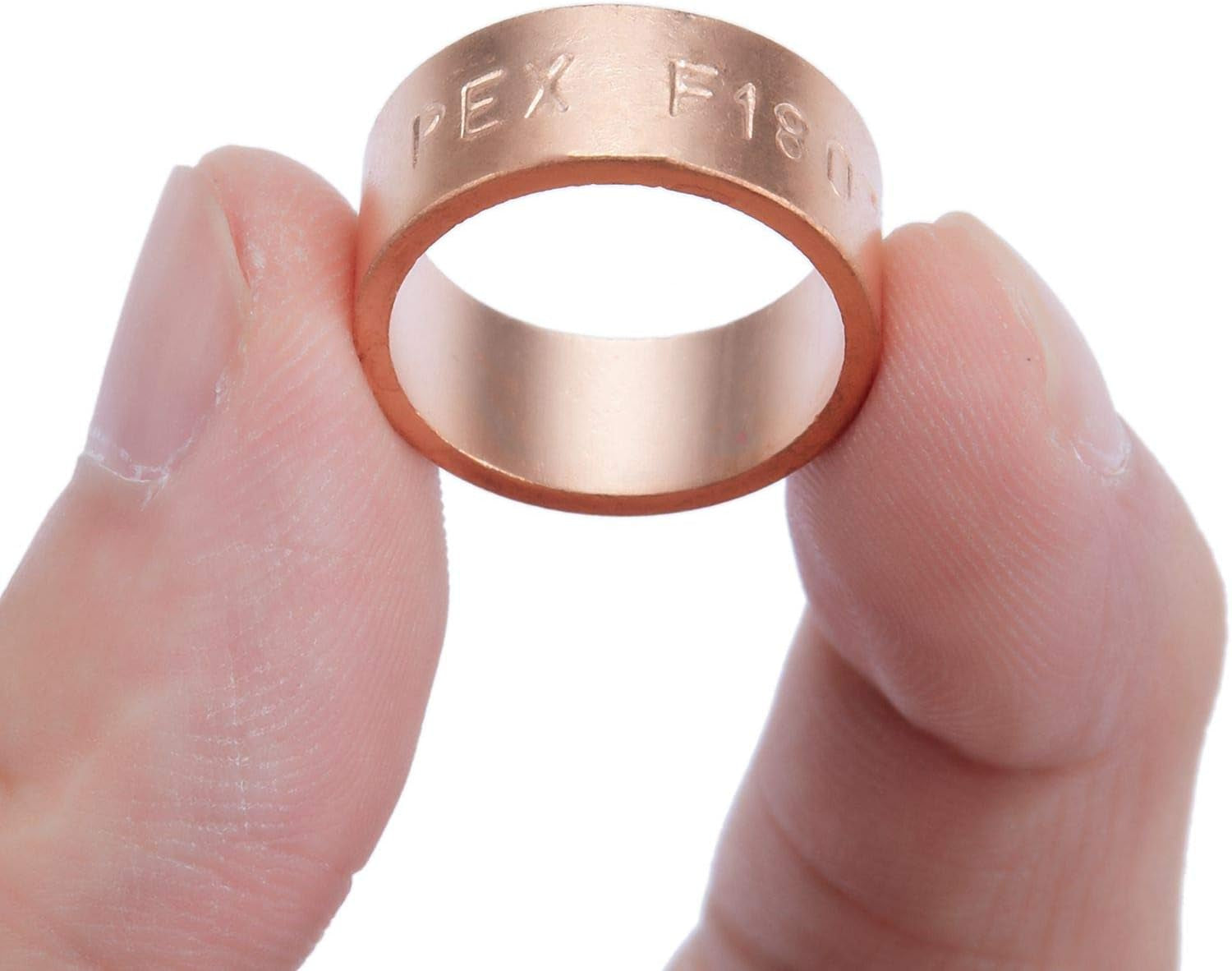 Premium Lead-Free Brass 1/2 Inch PEX x 1/4 Inch OD Compression Quarter Turn Angle Stop Valve - 2 Pack with PEX Clamp Rings