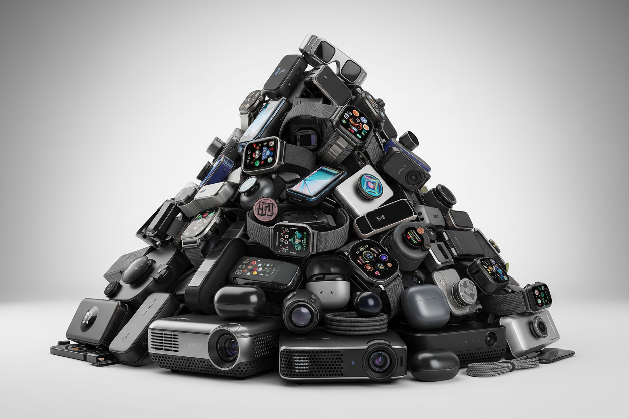 lot of devices in a pile