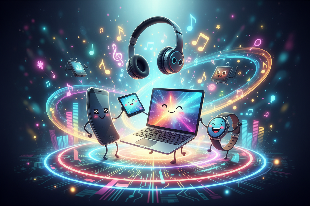 some electronics playing together